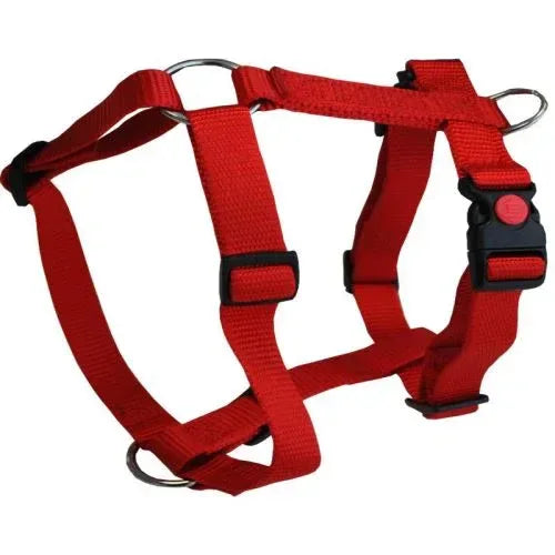 HAM PENTRU CAINI 3X AJUSTABIL NYLON ROSU CLICK 10MM*22-40CM - Petshop-constanta