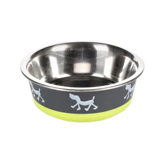 CASTRON PENTRU CAINI DIN INOX GREY/LIME FLAMINGO - Petshop-constanta