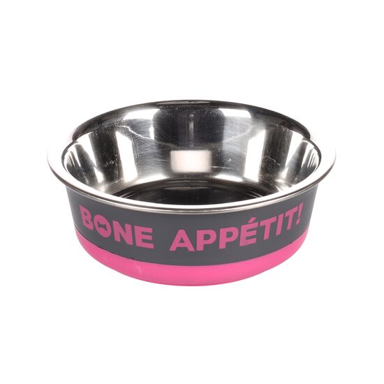 CASTRON PENTRU CAINI DIN INOX BONE APPETIT FUCHSIA FLAMINGO