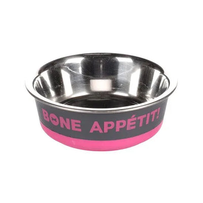 CASTRON PENTRU CAINI DIN INOX BONE APPETIT FUCHSIA FLAMINGO - Petshop-constanta