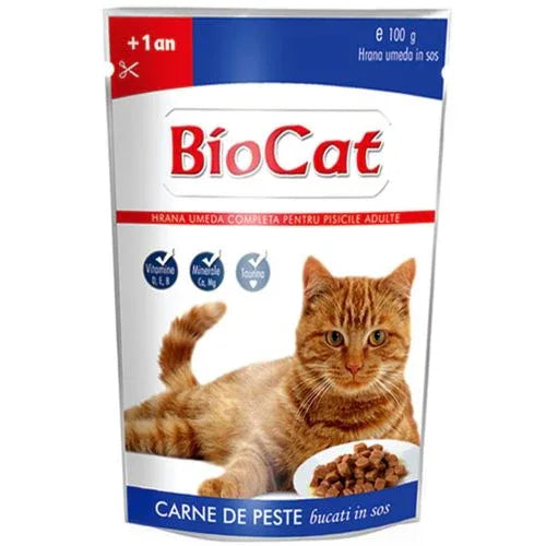 HRANA UMEDA PENTRU PISICI BIOCAT PLIC PESTE IN SOS 100gr(24/bax) - Petshop-constanta