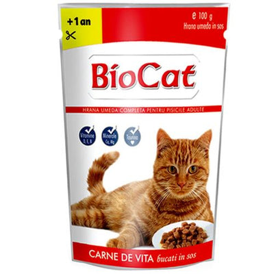HRANA UMEDA PENTRU PISICI BIOCAT PLIC VITA IN SOS 100gr(24/bax)