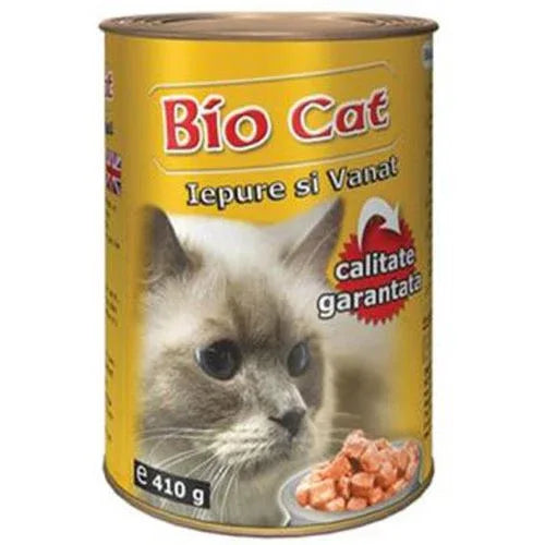 HRANA UMEDA PENTRU PISICI BIOCAT IEPURE/VANAT 410GR (24BUC/BAX) - Petshop-constanta