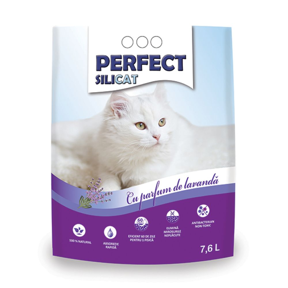Nisip silicat gel pentru pisici pungă 7,8l, Perfect.