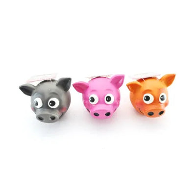 JUCARIE PENTRU CAINI PAPILLON LATEX PIG SMILEY MIX COLOURS, IN DISPLAY, 8CM-15 BUC/SET/ 140013 - Petshop-constanta