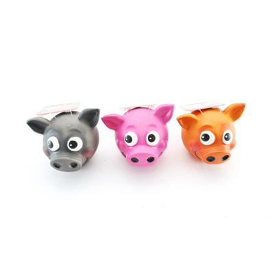JUCARIE PENTRU CAINI PAPILLON LATEX PIG SMILEY MIX COLOURS, IN DISPLAY, 8CM-15 BUC/SET/ 140013