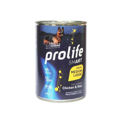 HRANA UMEDA PENTRU CAINI PREMIUM PROLIFE DOG ADULT SMART MEDIUM/LARGE PUI&OREZ CV 400G