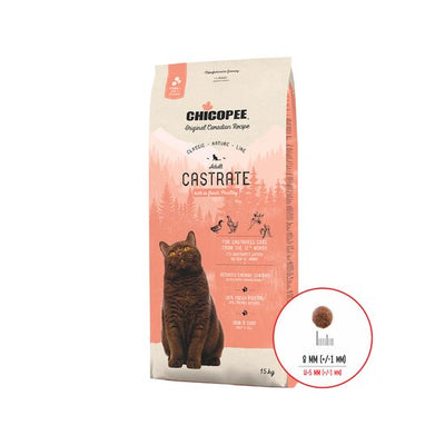 Hrană uscată pisici sterilizate Chicopee CNL Castrate Poultry 15kg Constanta