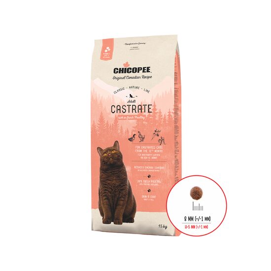 Hrană uscată pisici sterilizate Chicopee CNL Castrate Poultry 15kg Constanta