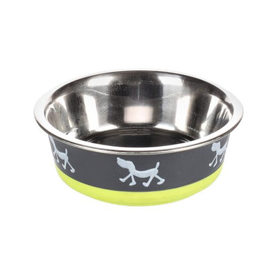 CASTRON PENTRU CAINI DIN INOX GREY/LIME FLAMINGO