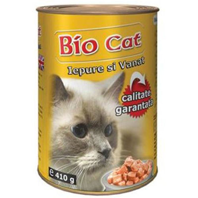 HRANA UMEDA PENTRU PISICI BIOCAT IEPURE/VANAT 410GR (24BUC/BAX)