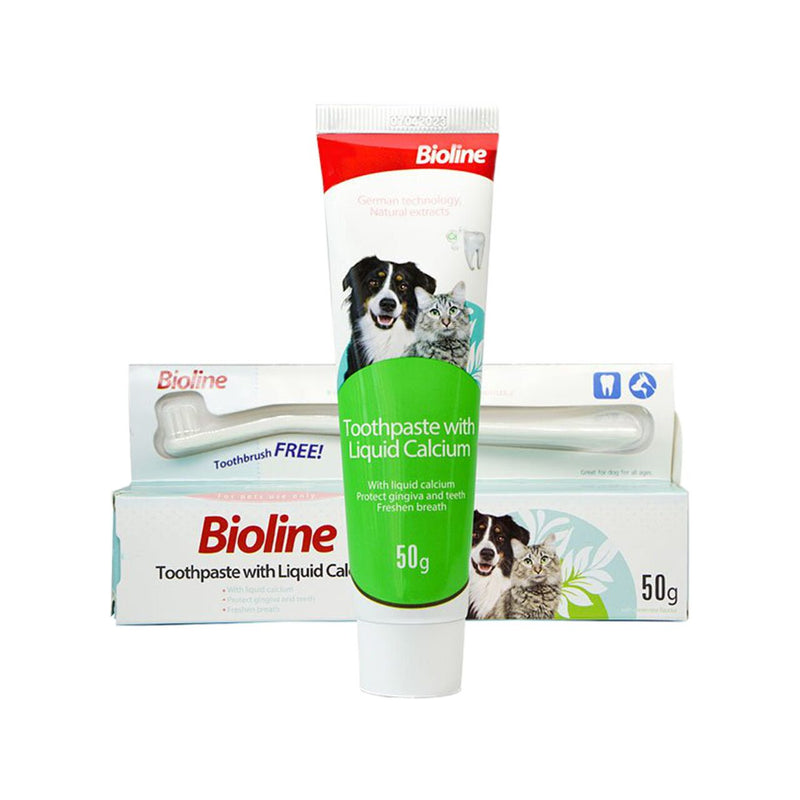 Bioline Pastă de Dinți Câini și Pisici 50g – Cu calciu
