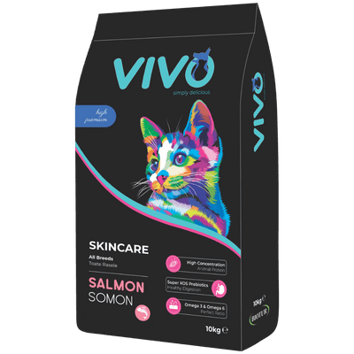 Vivo Skincare Somon 10 kg - sac hrana pisici pentru piele si blana