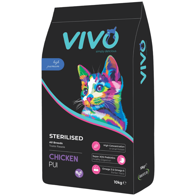 Vivo Sterilised Pui 10 kg - sac hrana uscata pisici sterilizate