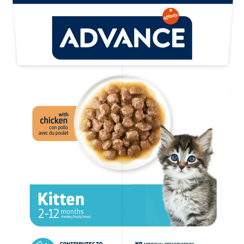 Advance Kitten hrană umedă pisoi cu pui, plic 85g