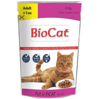 HRANA UMEDA PENTRU PISICI BIOCAT PLIC PUI&FICAT IN SOS 100gr(24/bax) - Petshop-constanta