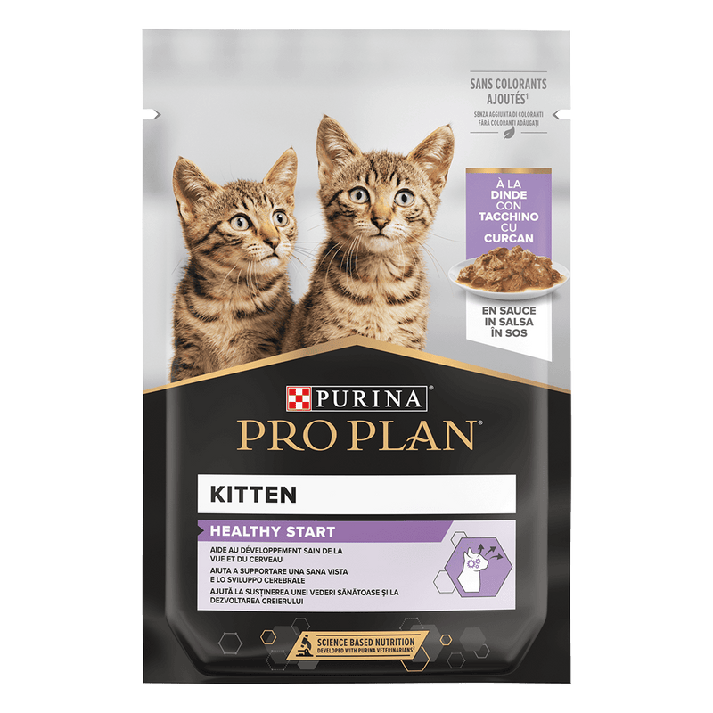 Pro Plan Kitten Healthy Start hrană umedă pisoi cu curcan în sos, plic 85g