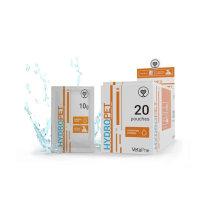 VetaPro HydroPet săruri de rehidratare câini și pisici, cutie 20 plicuri x 10 g